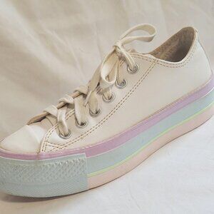 Converse platform white sparkling pastel shoes